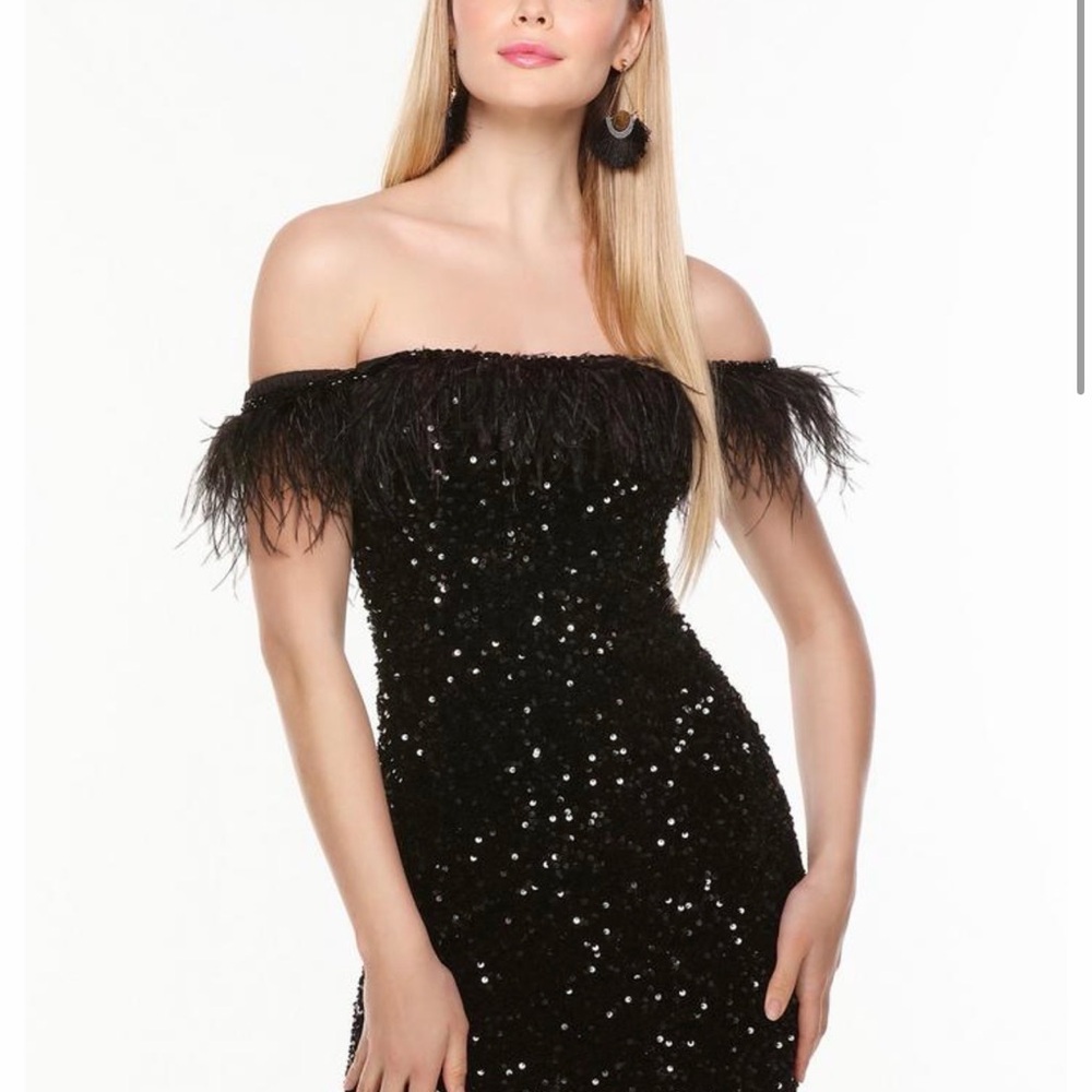 Alyce Paris Black Sequin Strapless Dress